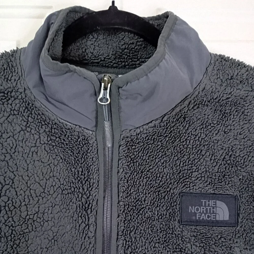 The North Jacket Sweaters Face Mens Sherpa Fleece L Full Zip Gray